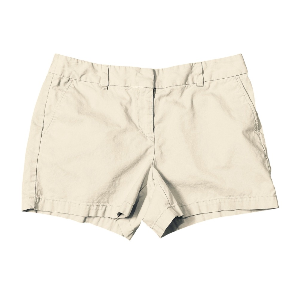 Ann Taylor LOFT Women 8 Beige Cotton Chino Shorts Euro Summer 4 Inch Short Tan